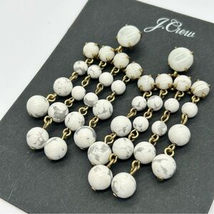 J. Crew White and Gray Chandelier Earrings